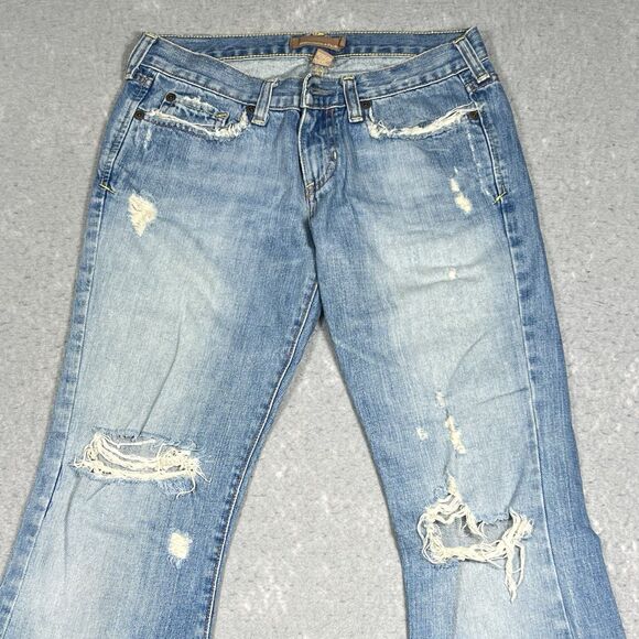 VTG Abercrombie & Fitch Jeans Womens 2S Blue Bootcut Destroyed Medium Wash Denim - Picture 3 of 14